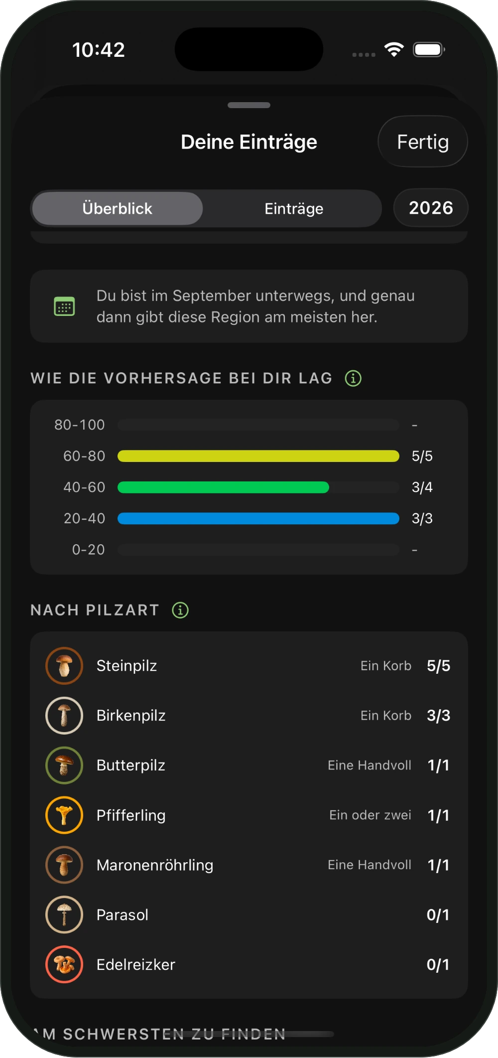 Wie die Vorhersage bei dir lag