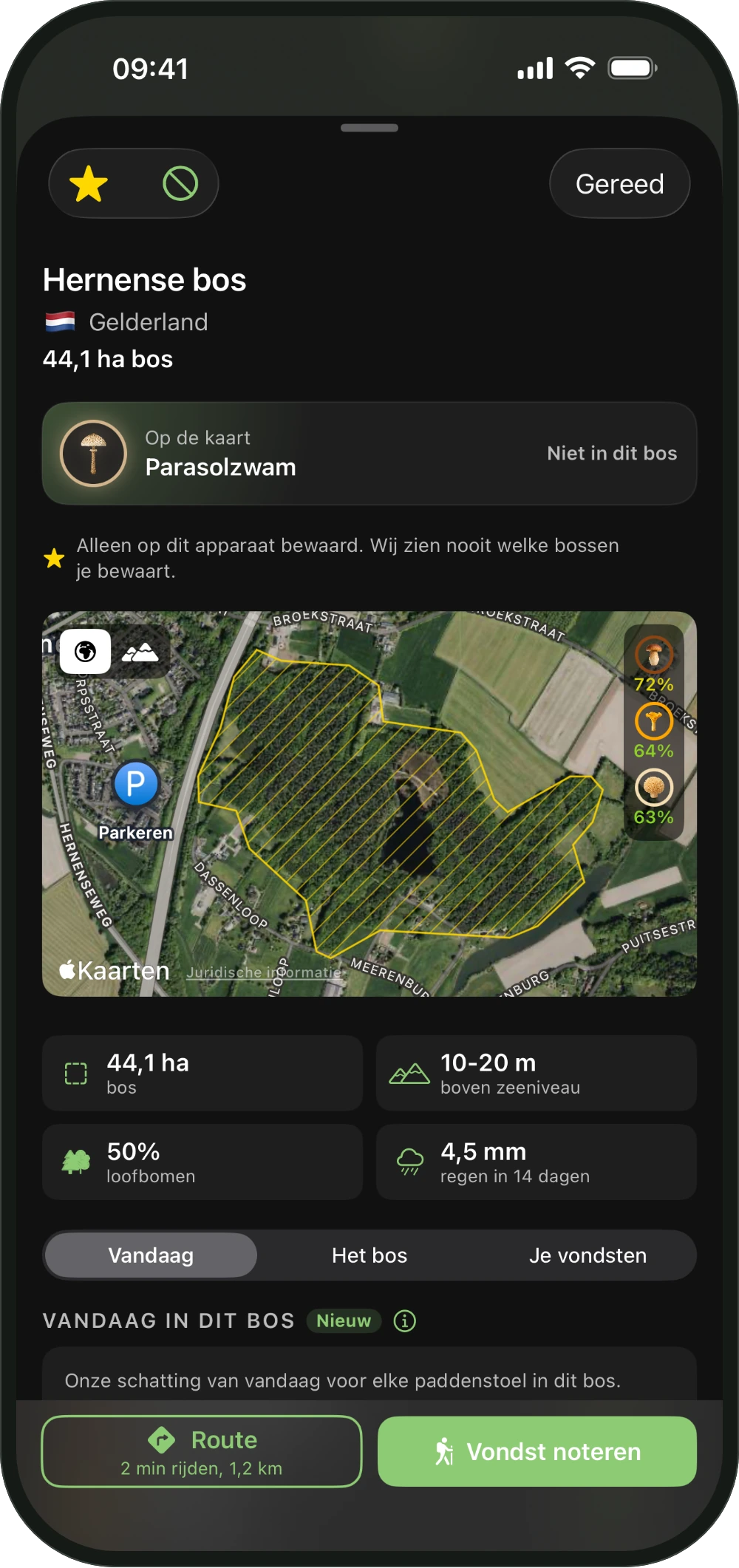 De kaart van een bos