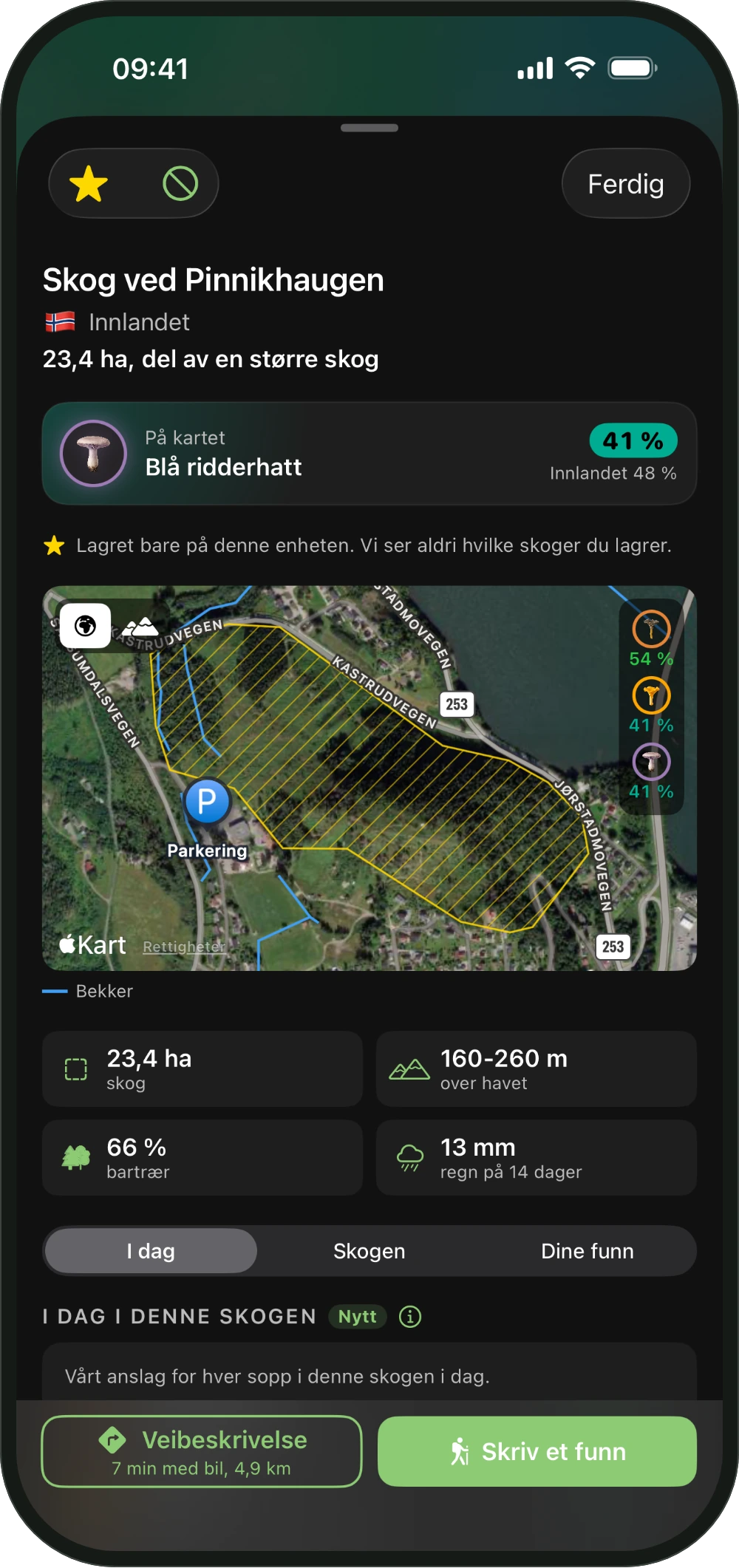 Kortet til en skog