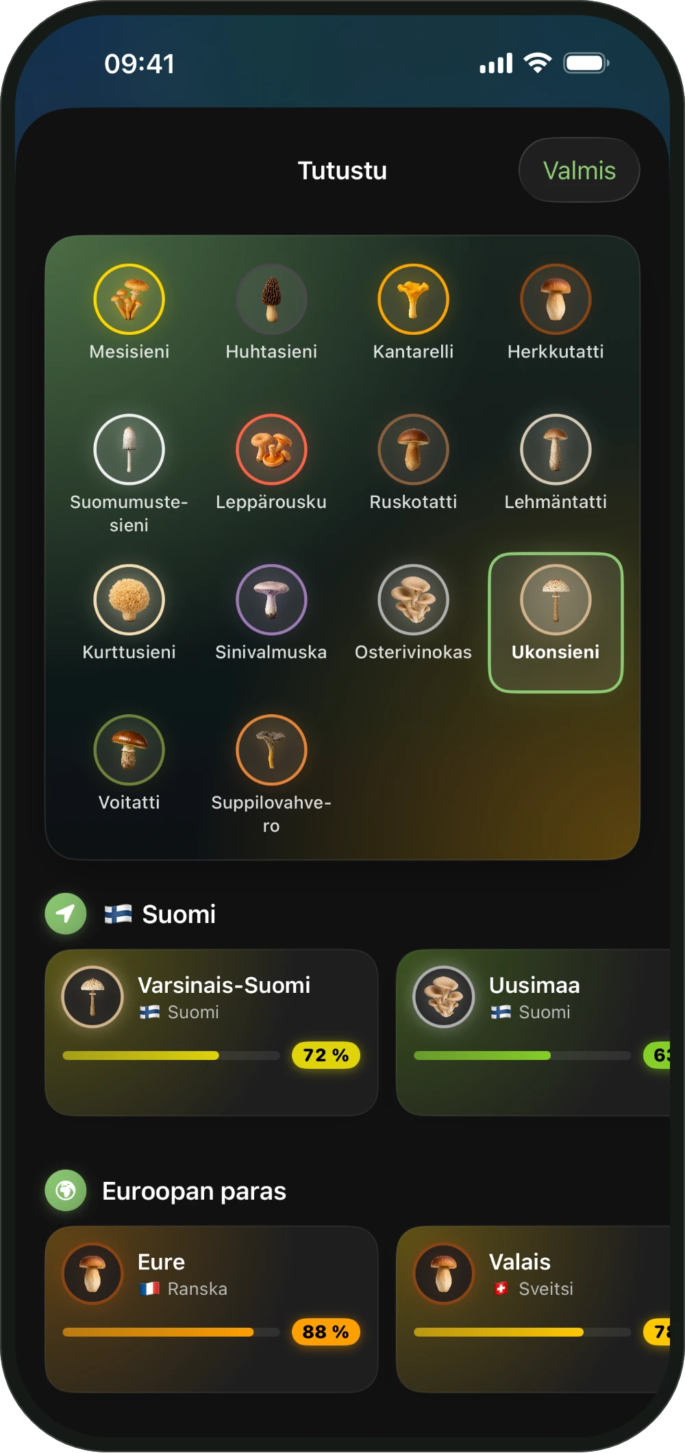 Sienen valinta ShroomCastin karttaan