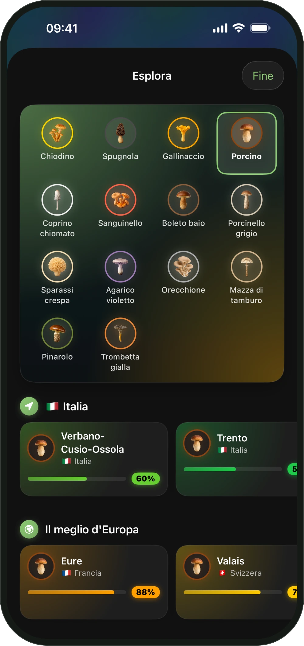 Scelta di un fungo per la mappa di ShroomCast