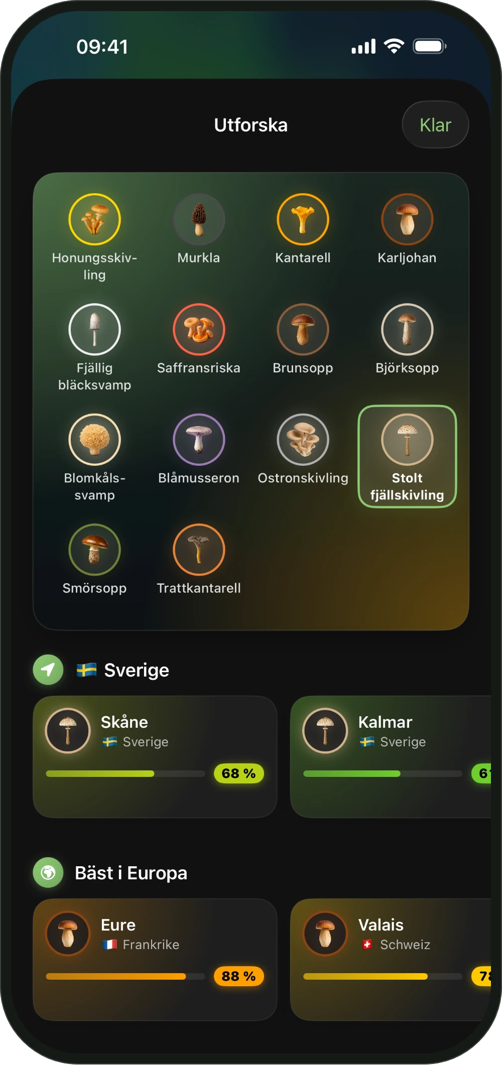 Val av svamp för ShroomCast-kartan